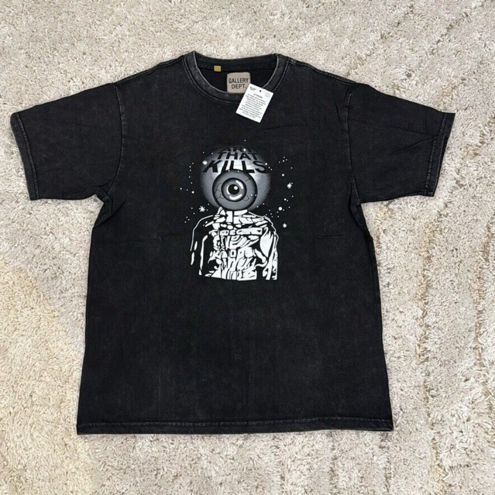 Gallery Dept Art That Kills Eyeball Washed Black T-Shirt For Men Size Large